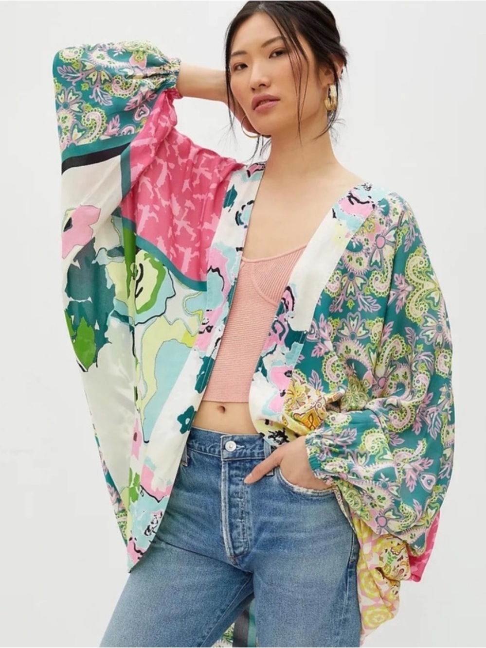 Anthropologie | Multicolored Mixed Patterned Kimono‎